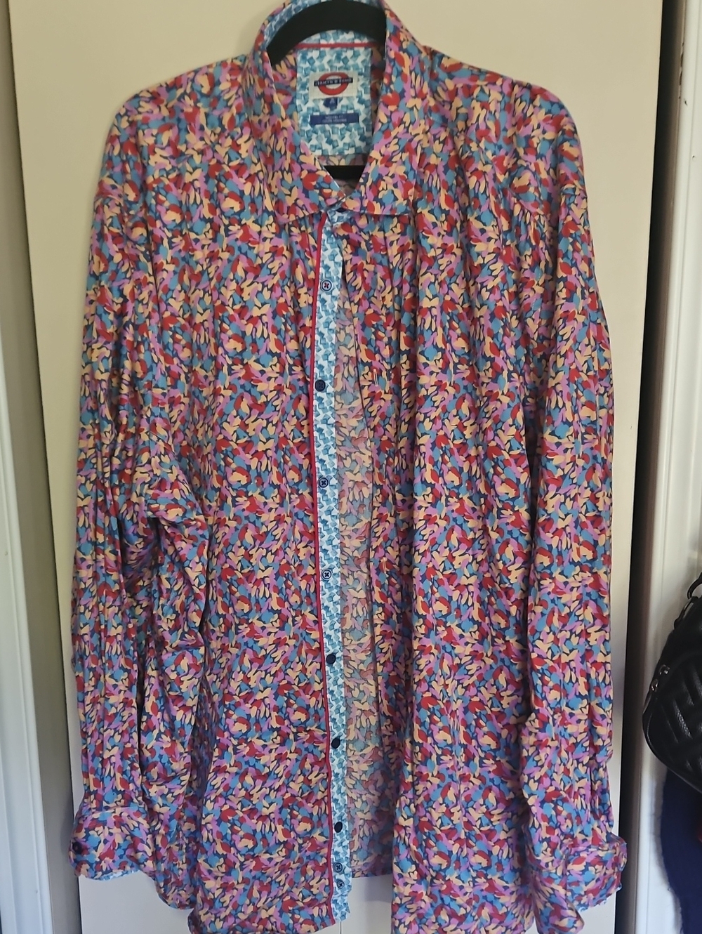 Colorful Abstract Print Women's Button-Up Blouse - Multicolor Sz3x Ptp30 L33